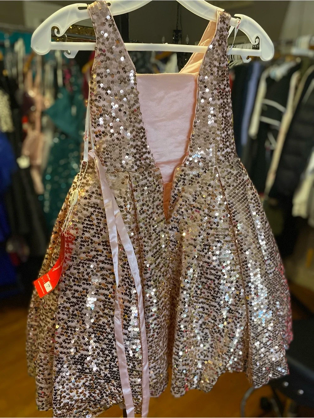 Dancing Queen Rose Gold Sequin Party Dress for Girls
